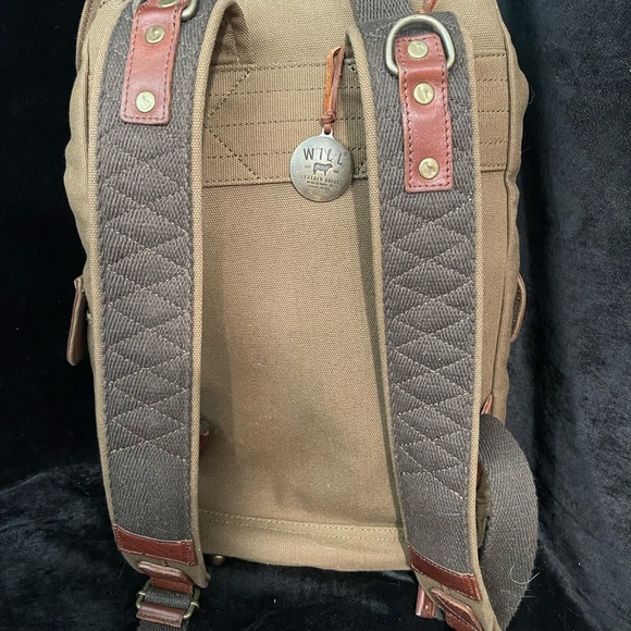 WILL LEATHER GOODS Leather and Canvas Backpack - Picture 4 of 7